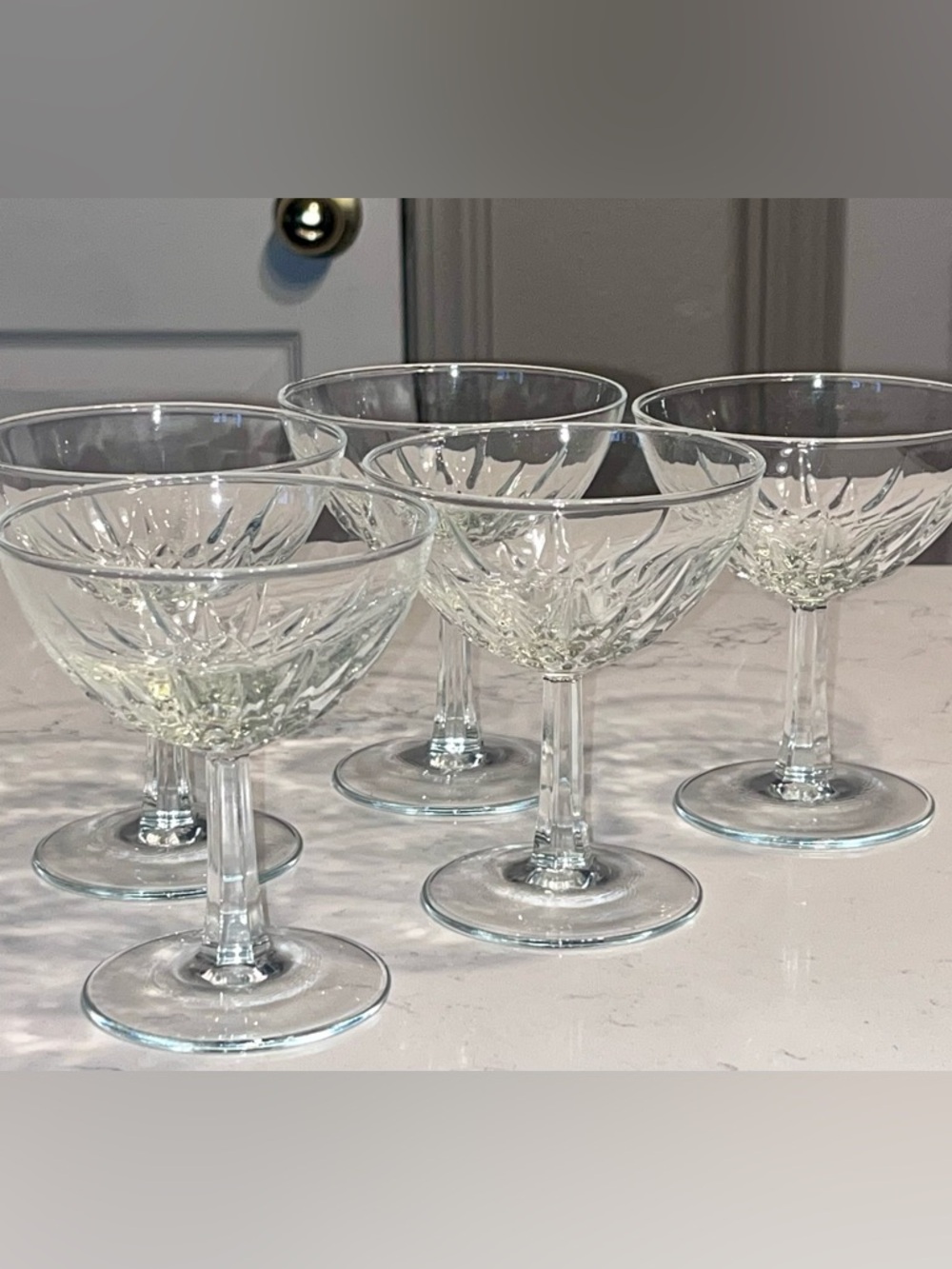 CRISTAL D'ARQUES DURAND Diamant Pat. Champagne Coupes, Sorbet glasses set of 5